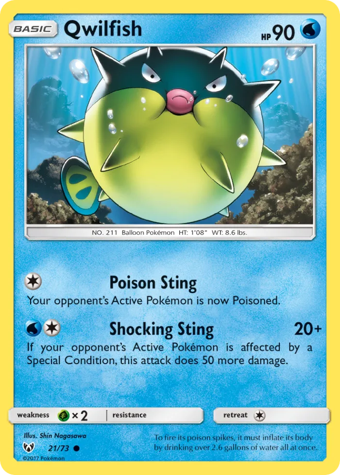Qwilfish #21 Shining Legends Pokemon card