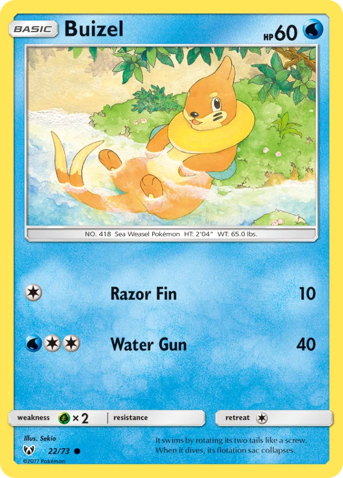 Buizel #22 Shining Legends Pokemon card