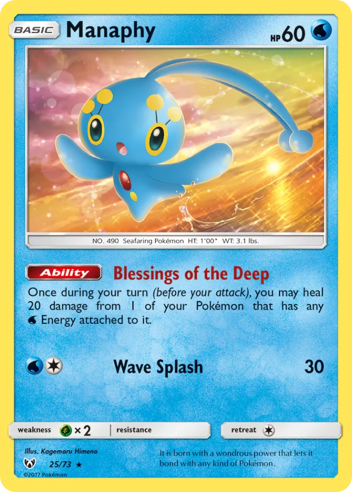 Manaphy #25 Shining Legends Pokemon card