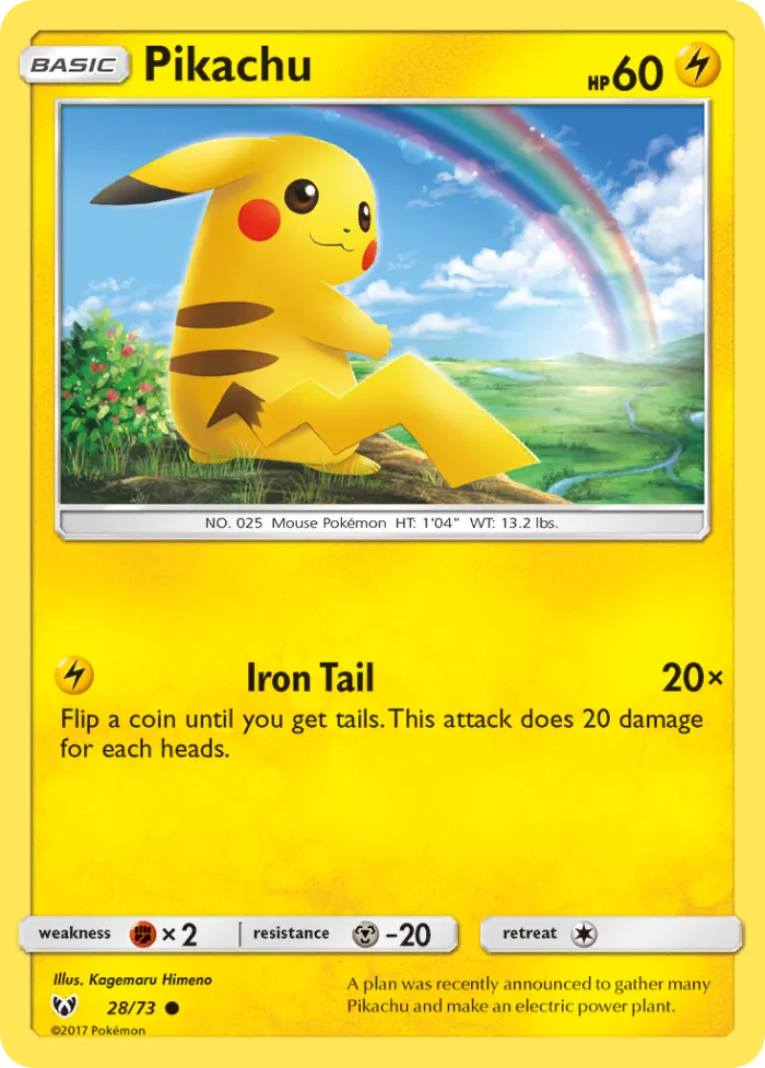 Pikachu #28 Shining Legends Pokemon card