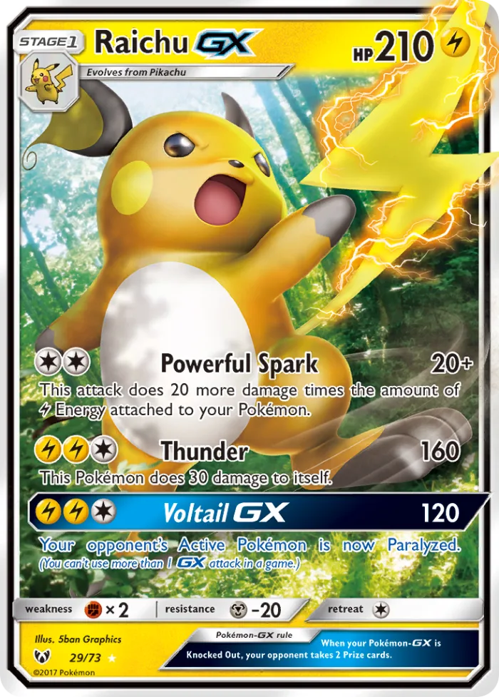 Raichu-GX #29 Shining Legends Pokemon card