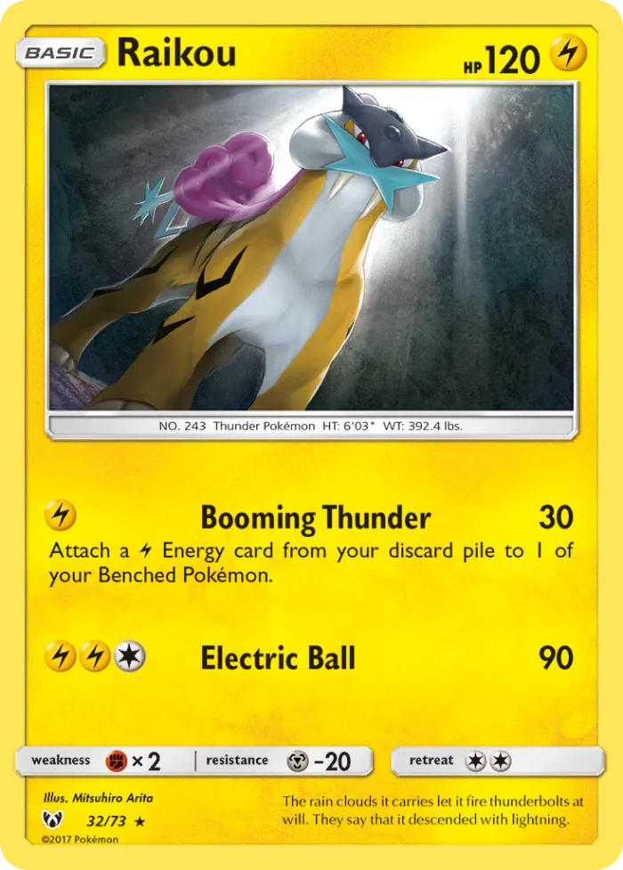 Raikou #32 Shining Legends Pokemon card