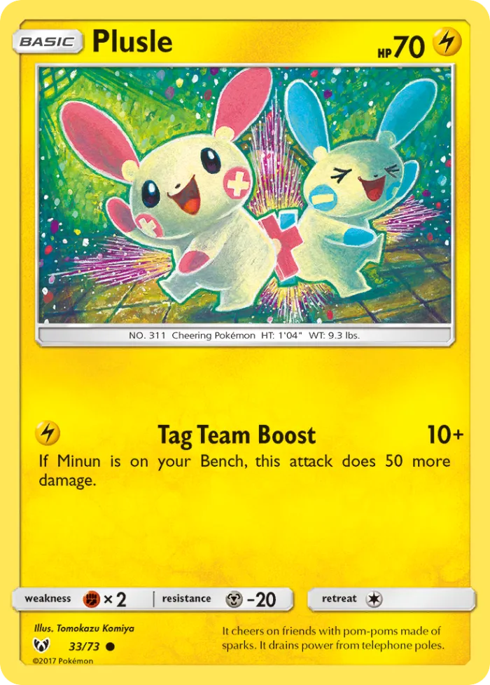 Plusle #33 Shining Legends Pokemon card