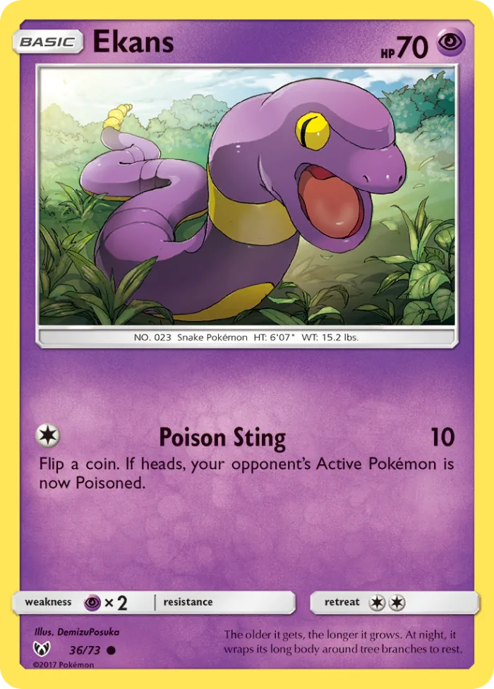 Ekans #36 Shining Legends Pokemon card