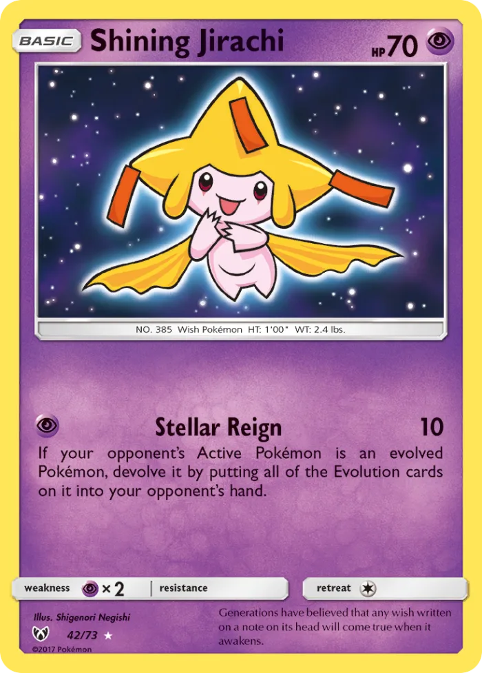 Shining Jirachi #42 Shining Legends Pokemon card