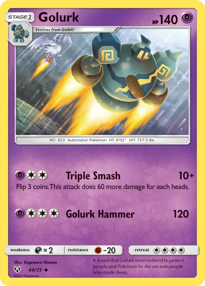 Golurk #44 Shining Legends Pokemon card