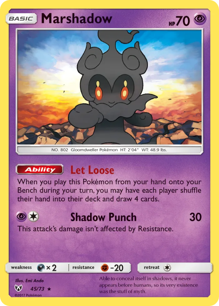 Marshadow #45 Shining Legends Pokemon card