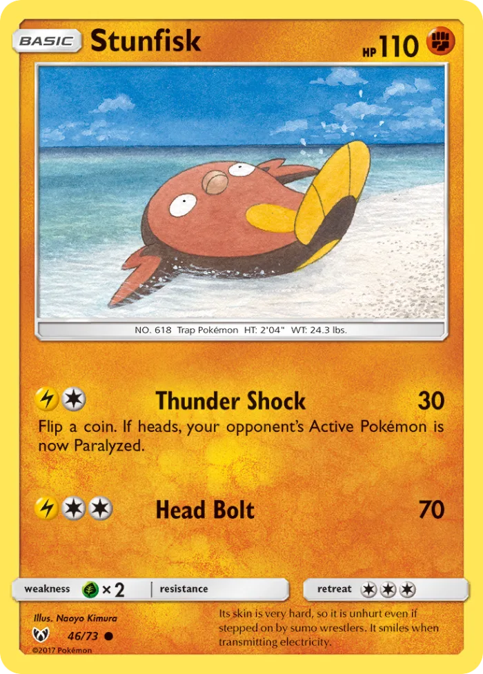 Stunfisk #46 Shining Legends Pokemon card