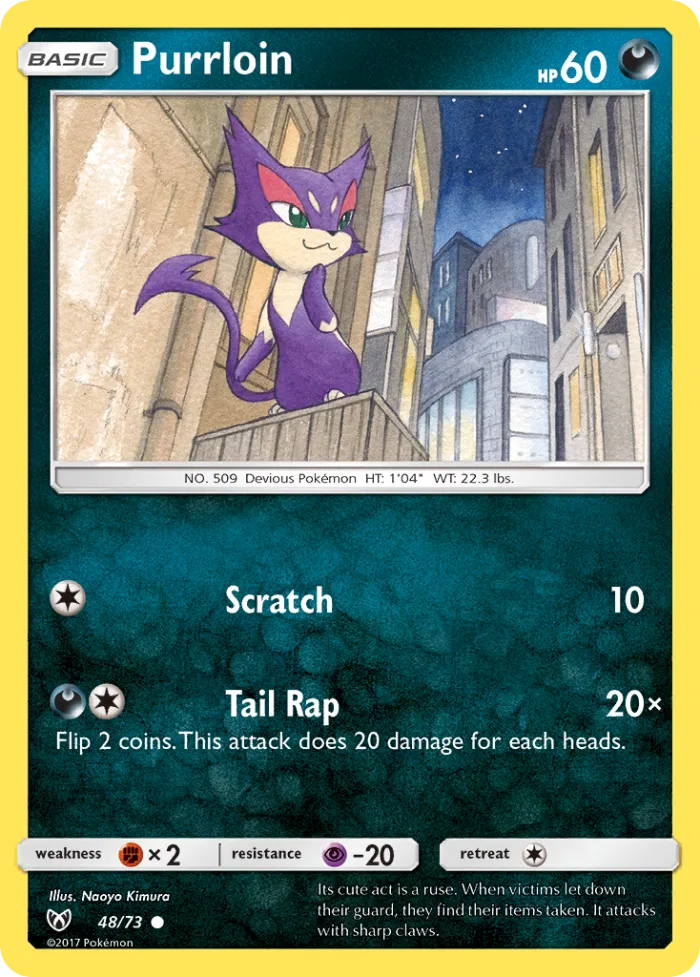 Purrloin #48 Shining Legends Pokemon card