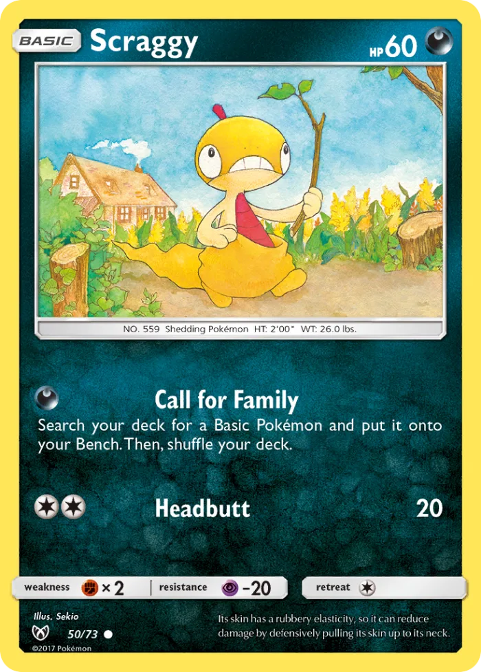 Scraggy #50 Shining Legends Pokemon card