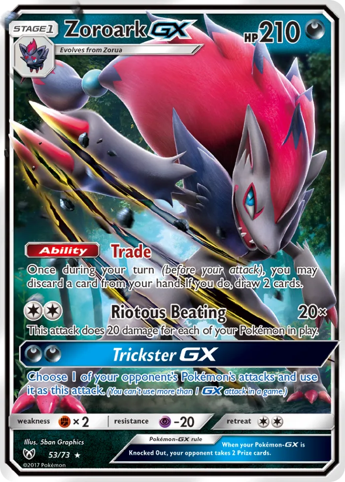Zoroark-GX #53 Shining Legends Pokemon card