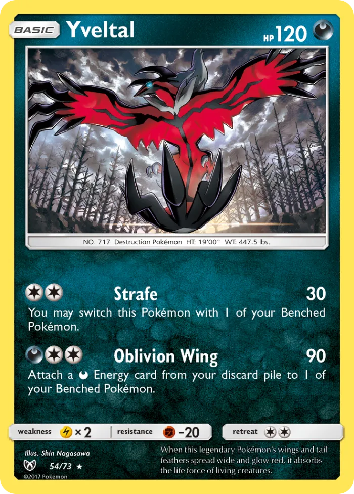 Yveltal #54 Shining Legends Pokemon card