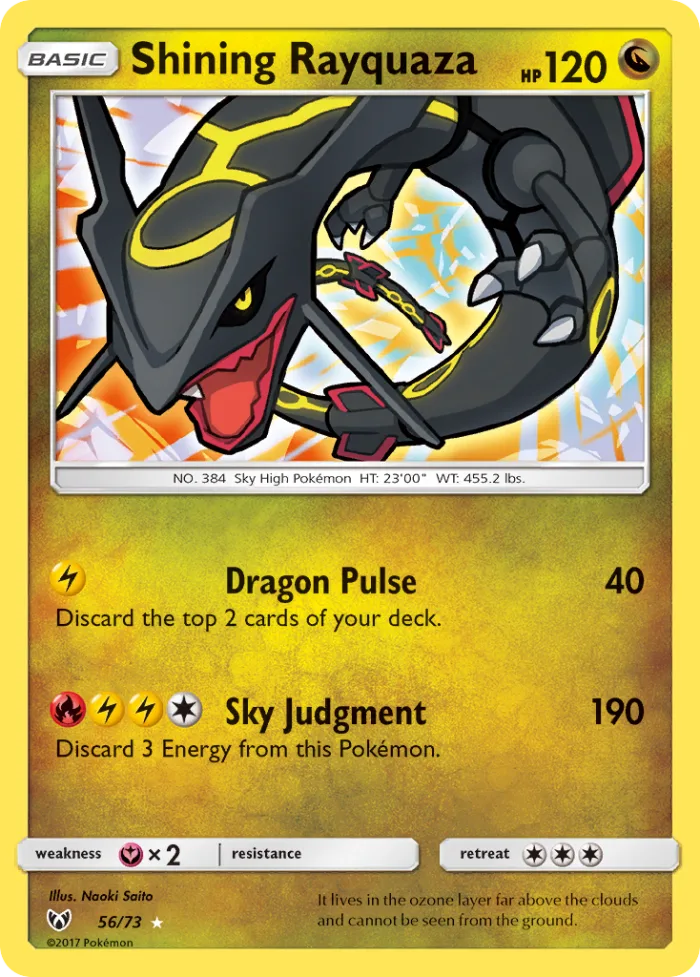 Shining Rayquaza #56 Shining Legends Pokemon card