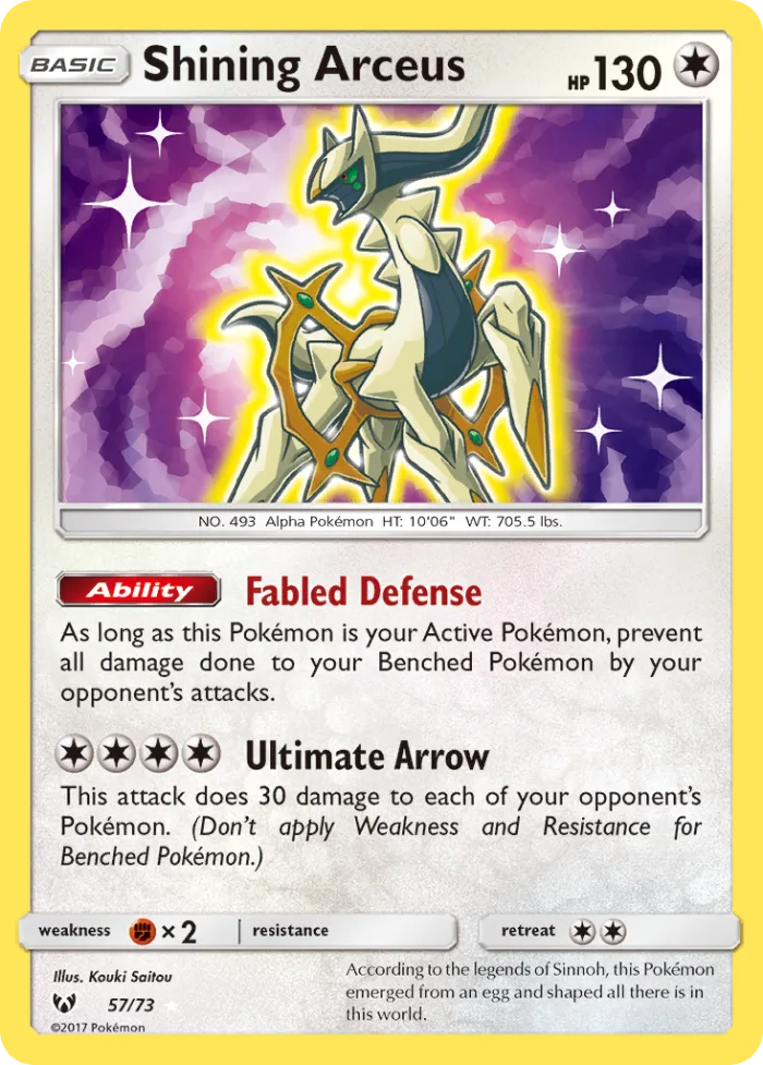 Shining Arceus #57 Shining Legends Pokemon card
