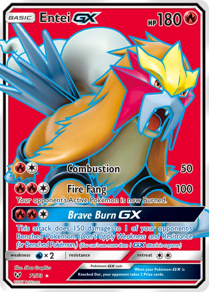 Entei-GX #71 Shining Legends Pokemon card