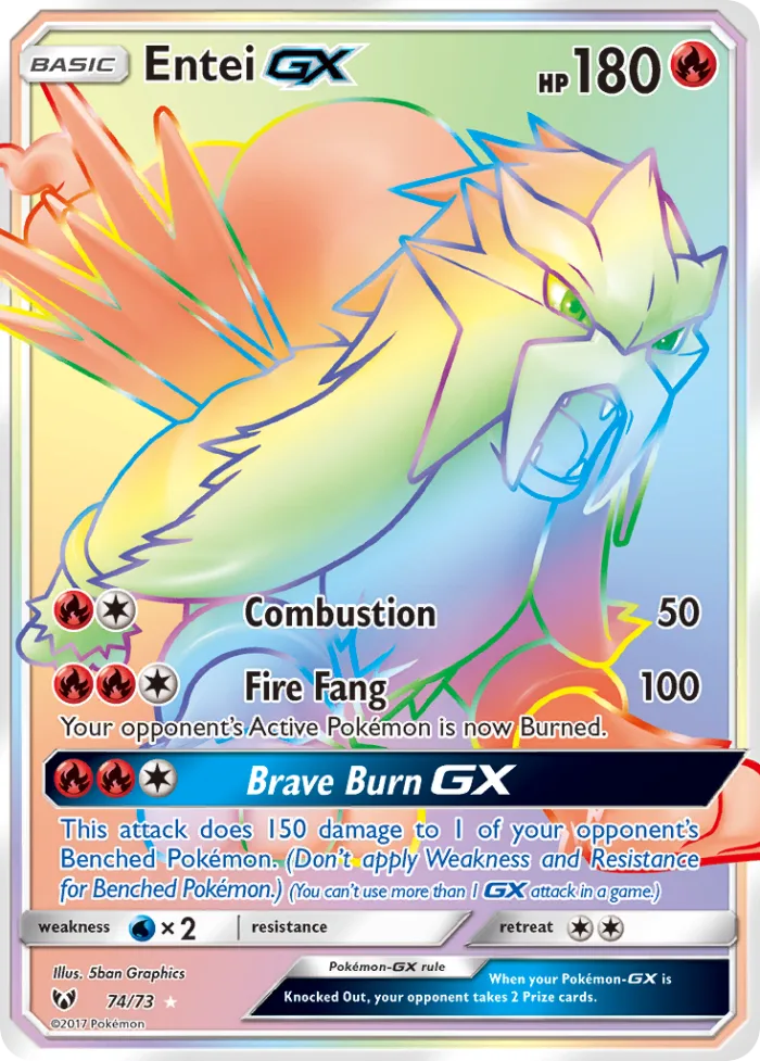 Entei-GX #74 Shining Legends Pokemon card