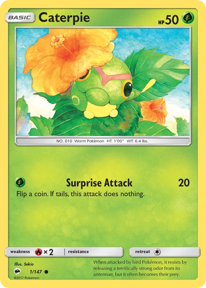 Caterpie #1 Burning Shadows Pokemon card