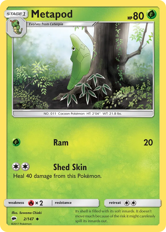 Metapod #2 Burning Shadows Pokemon card