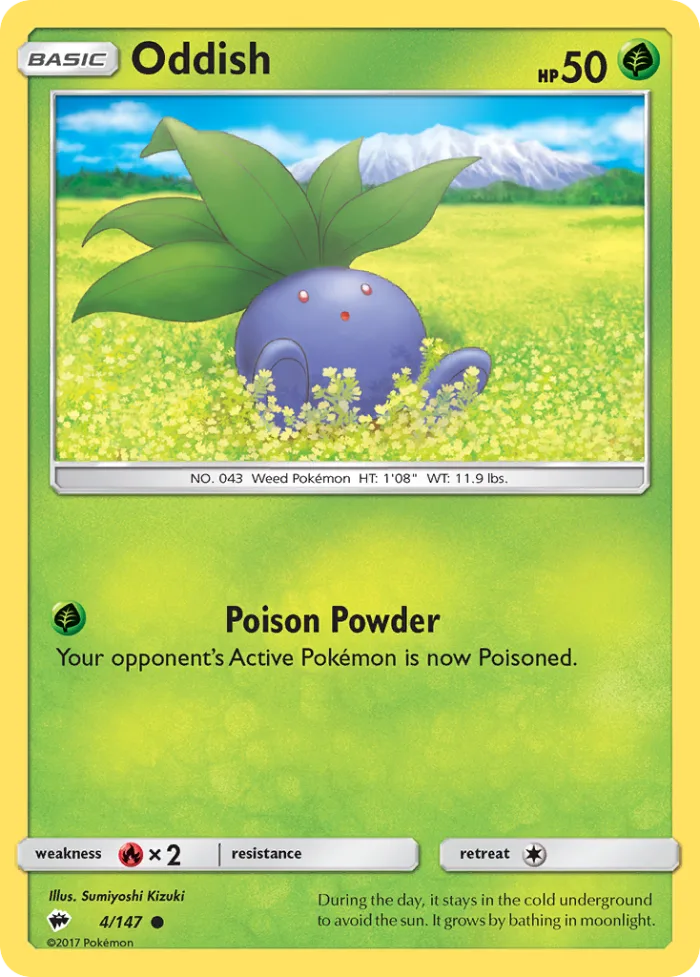 Oddish #4 Burning Shadows Pokemon card