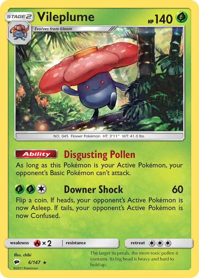 Vileplume #6 Burning Shadows Pokemon card
