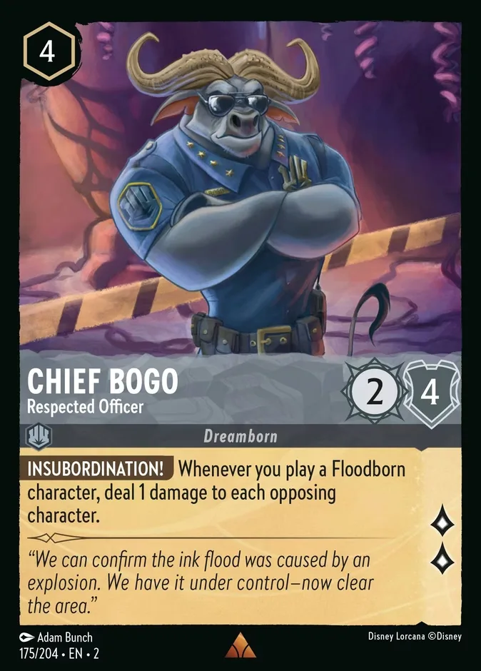Chief Bogo #175 Rise of the Floodborn Disney Lorcana card