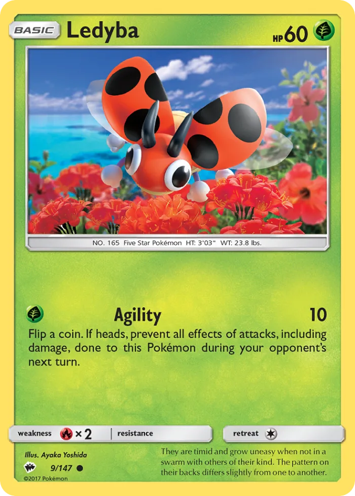 Ledyba #9 Burning Shadows Pokemon card