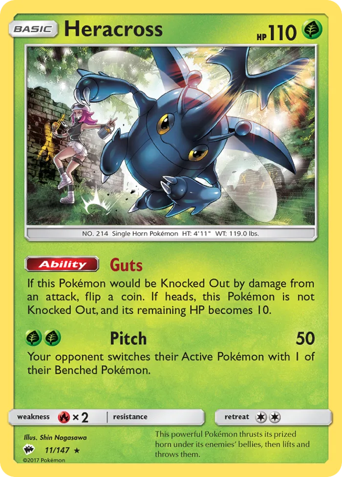 Heracross #11 Burning Shadows Pokemon card