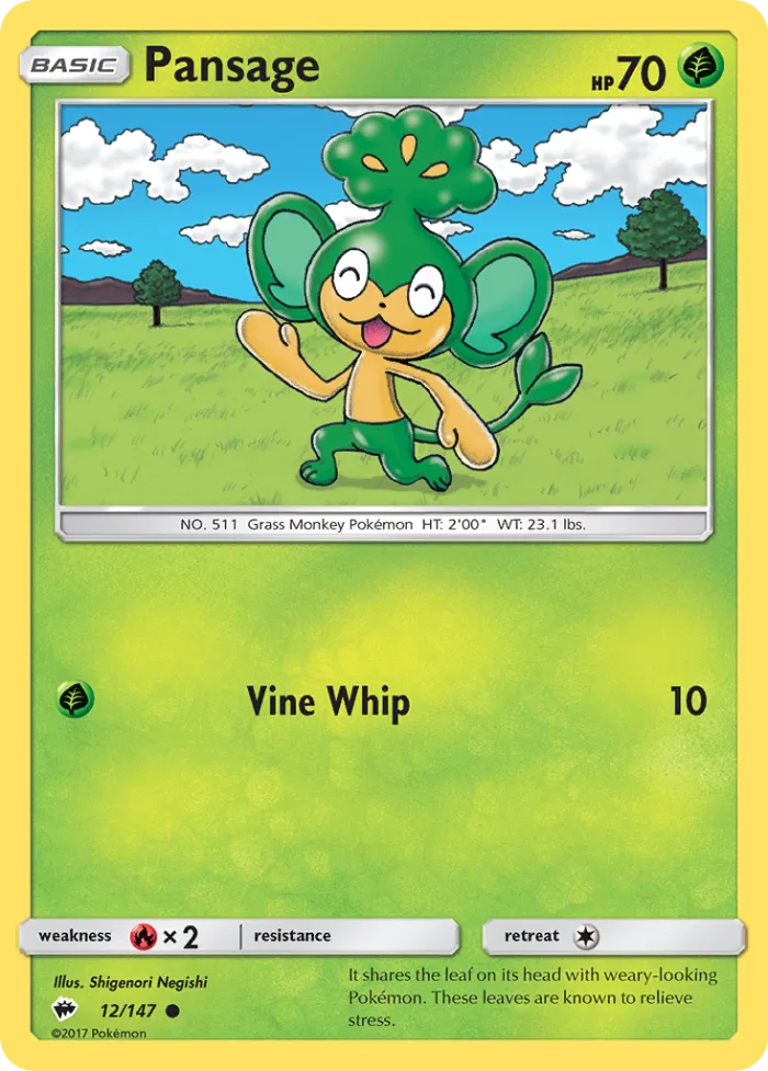 Pansage #12 Burning Shadows Pokemon card