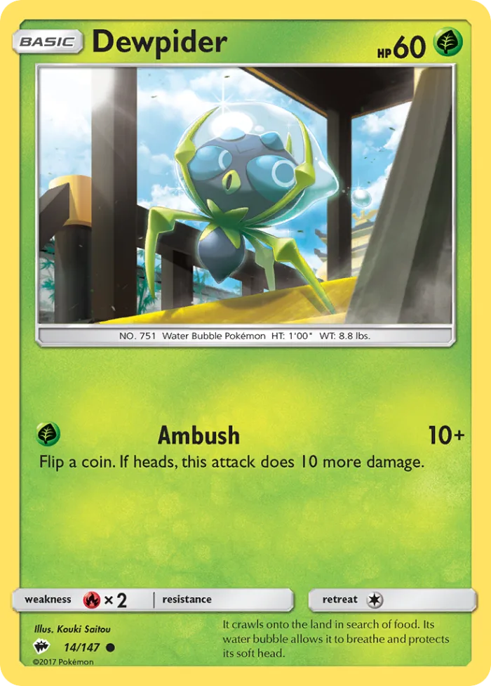 Dewpider #14 Burning Shadows Pokemon card