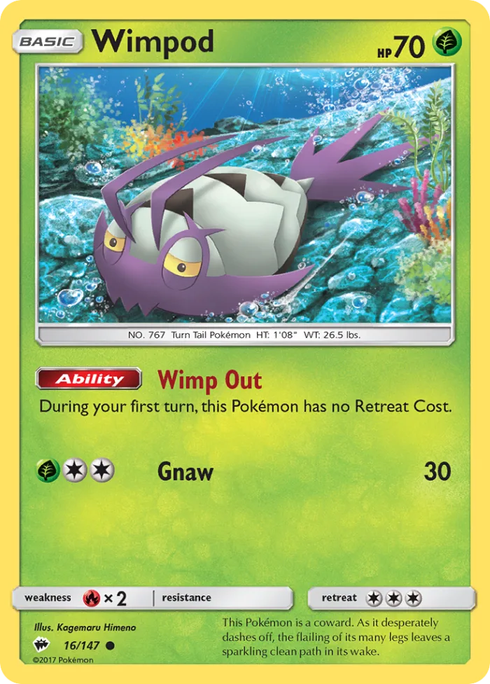 Wimpod #16 Burning Shadows Pokemon card