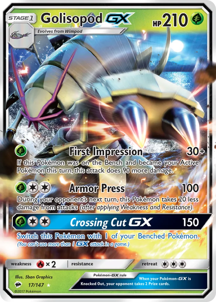 Golisopod-GX #17 Burning Shadows Pokemon card