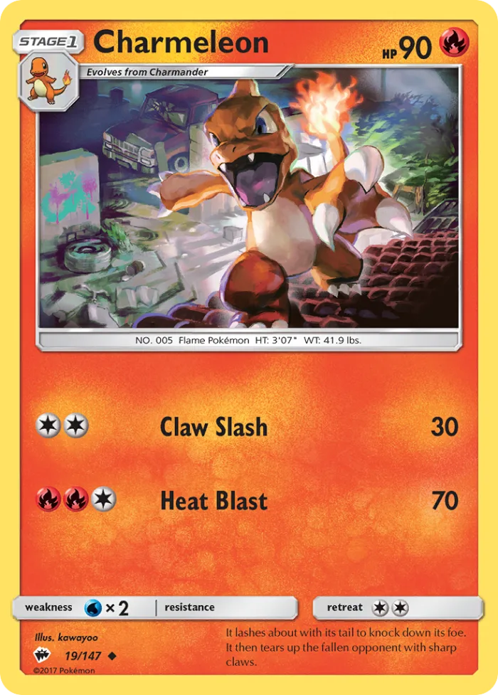 Charmeleon #19 Burning Shadows Pokemon card