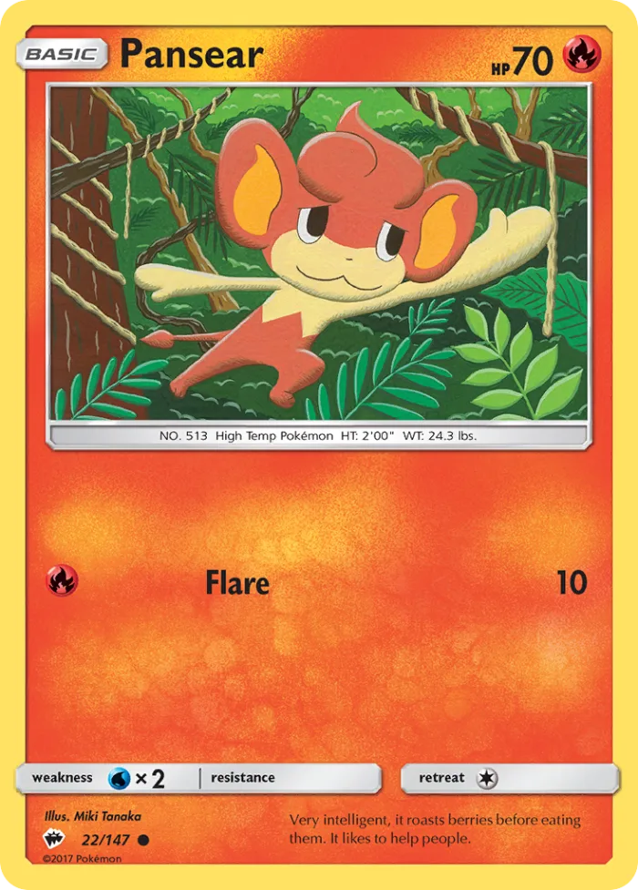 Pansear #22 Burning Shadows Pokemon card