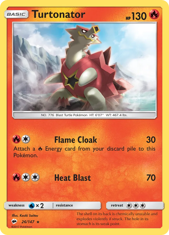 Turtonator #26 Burning Shadows Pokemon card