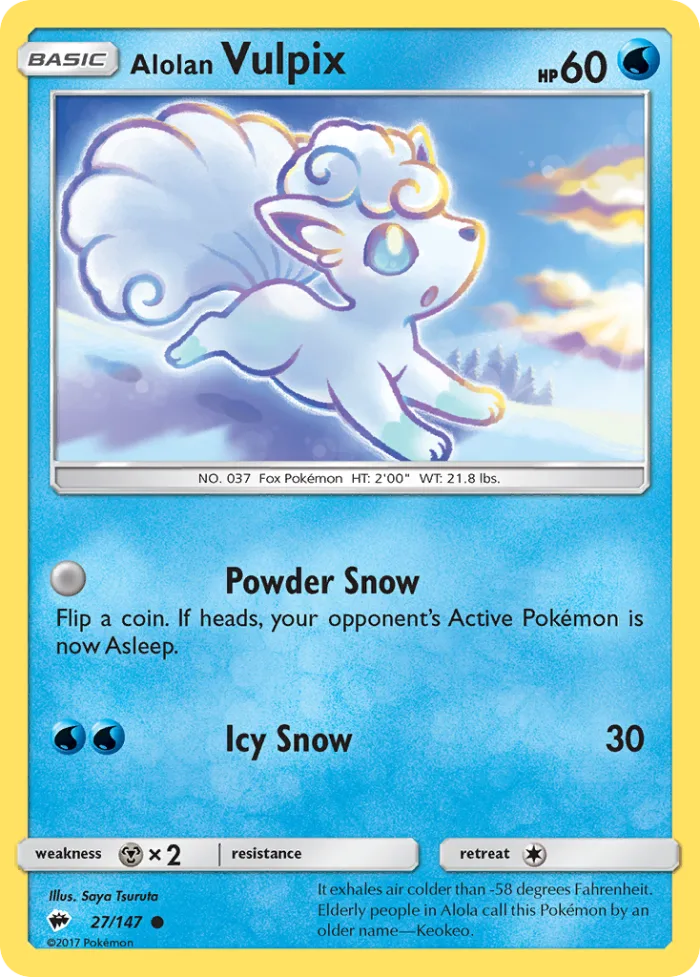 Alolan Vulpix #27 Burning Shadows Pokemon card