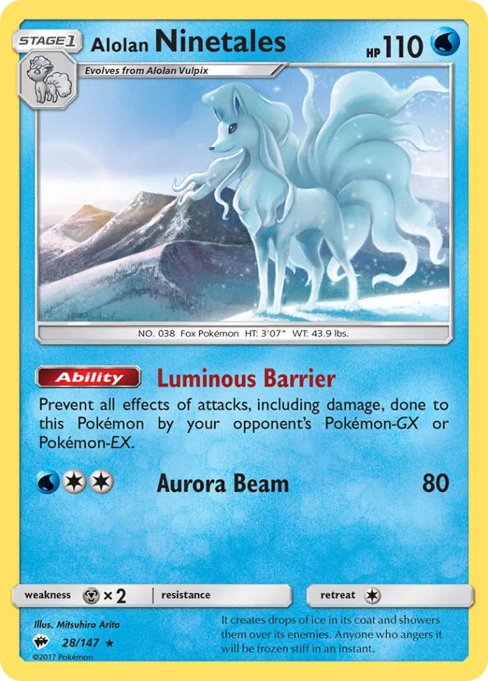 Alolan Ninetales #28 Burning Shadows Pokemon card