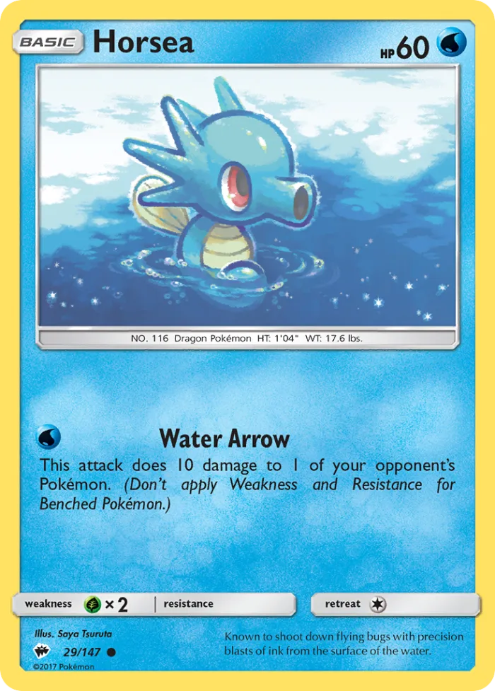 Horsea #29 Burning Shadows Pokemon card