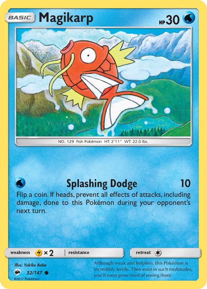 Magikarp #32 Burning Shadows Pokemon card