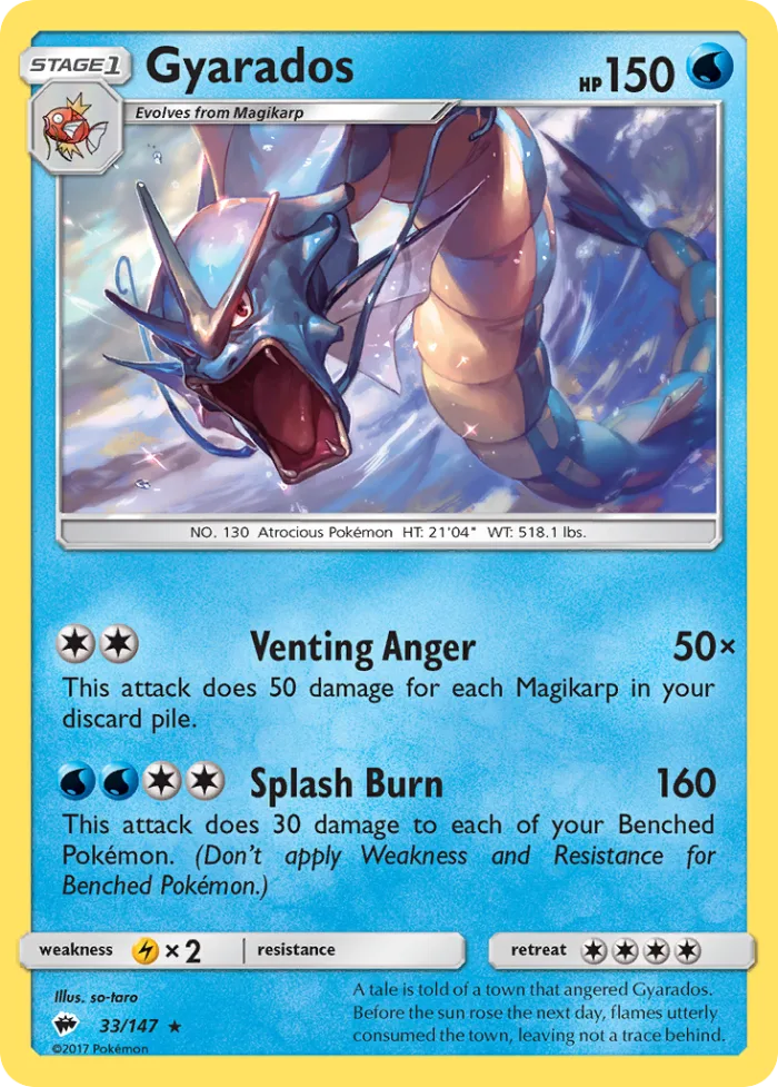 Gyarados #33 Burning Shadows Pokemon card