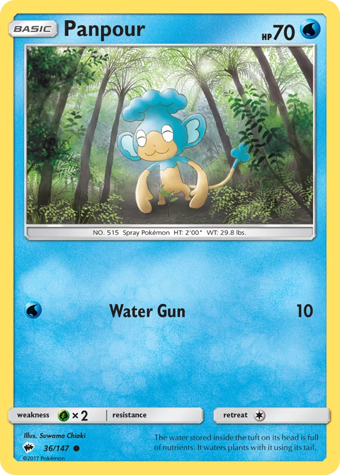 Panpour #36 Burning Shadows Pokemon card