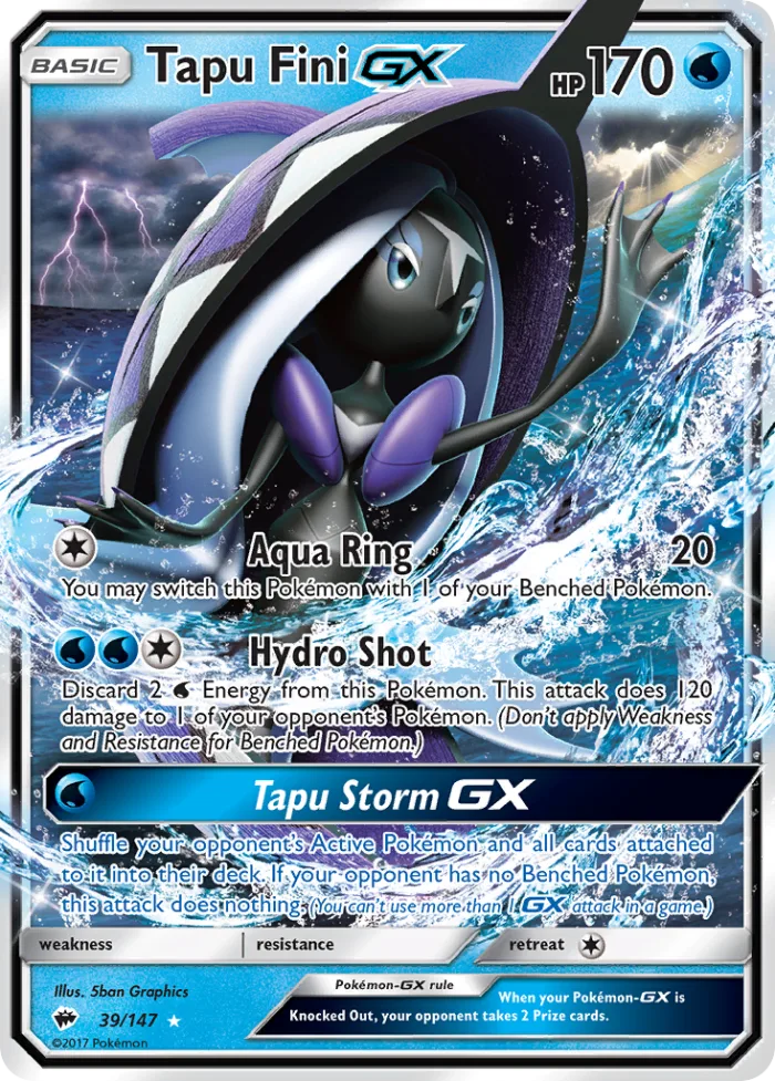 Tapu Fini-GX #39 Burning Shadows Pokemon card