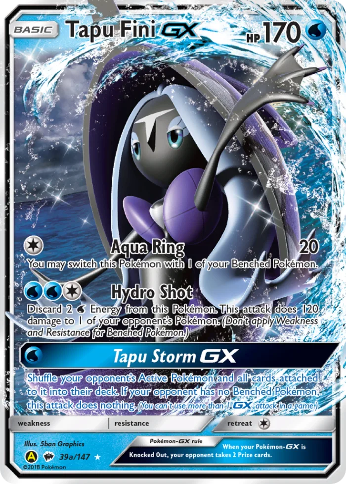 Tapu Fini-GX #39a Burning Shadows Pokemon card