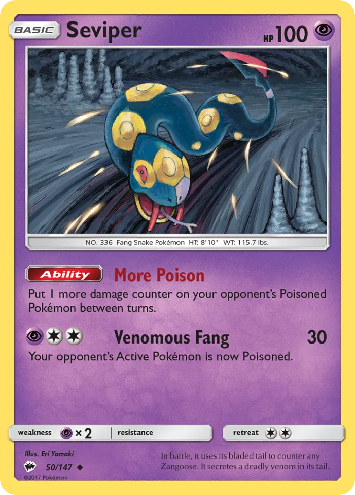 Seviper #50 Burning Shadows Pokemon card
