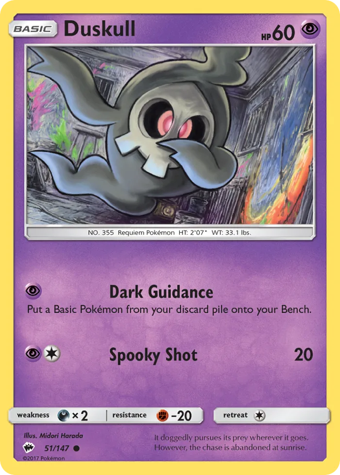 Duskull #51 Burning Shadows Pokemon card