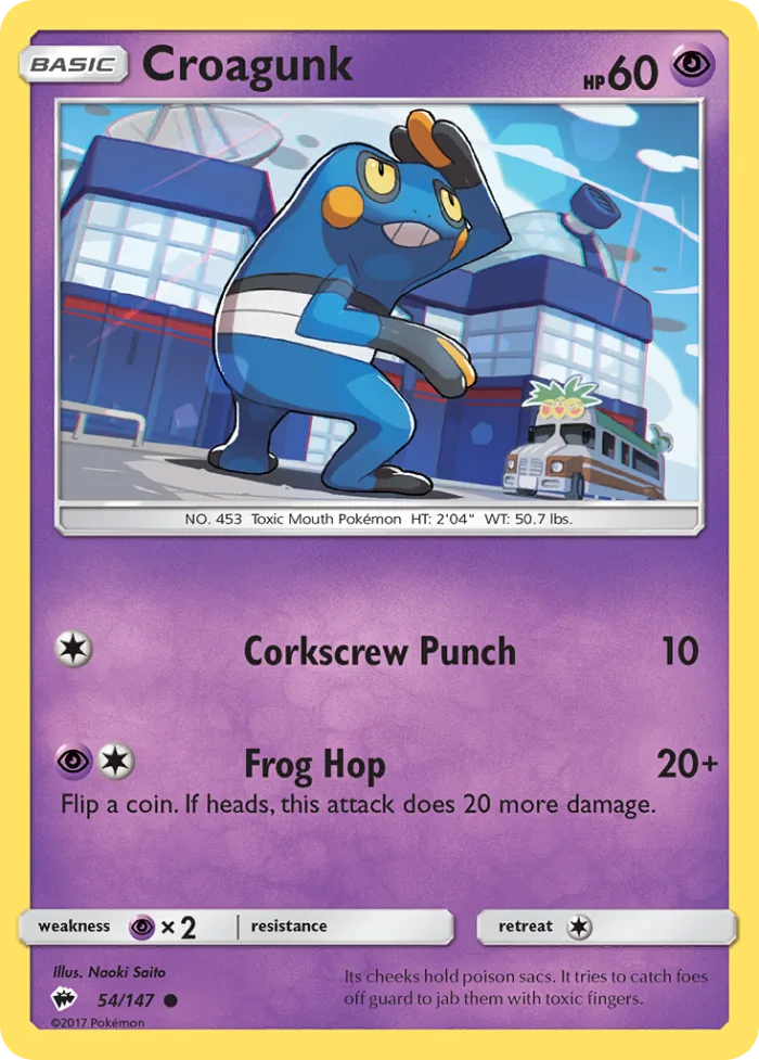 Croagunk #54 Burning Shadows Pokemon card