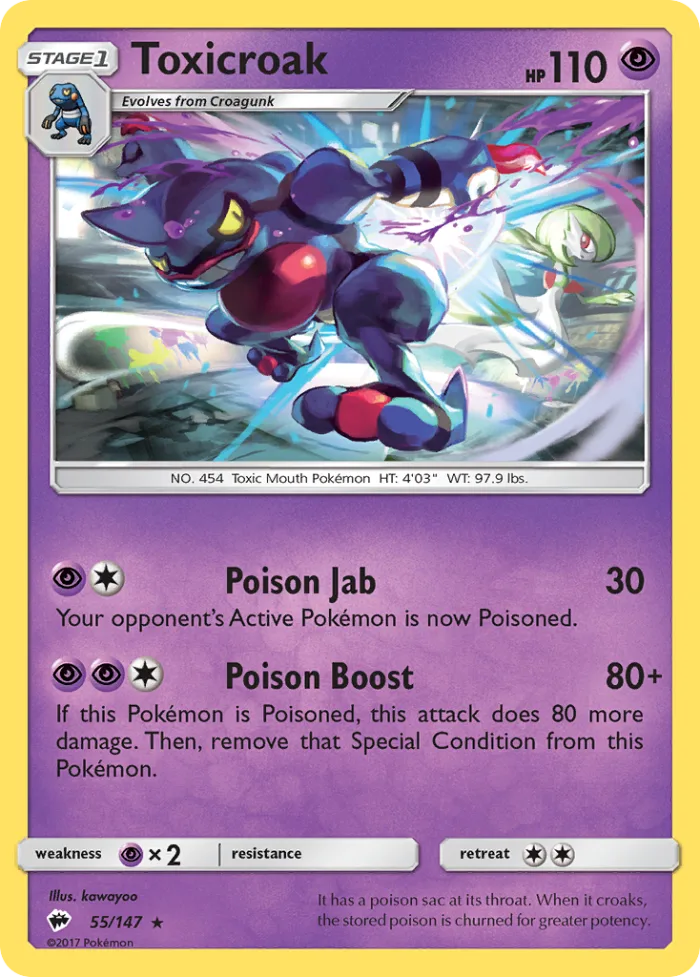 Toxicroak #55 Burning Shadows Pokemon card