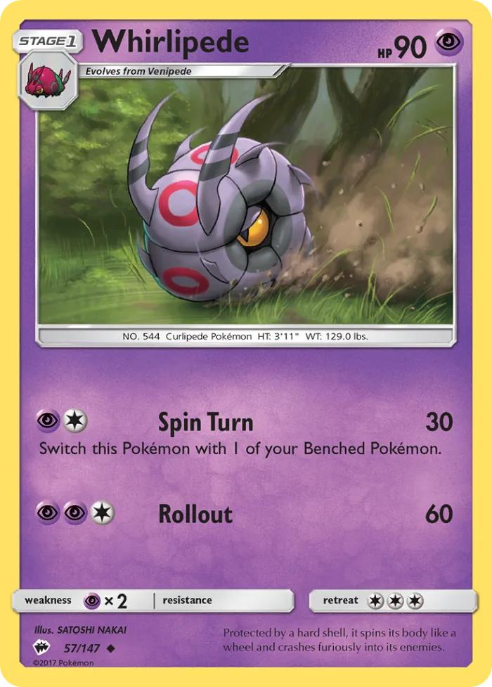 Whirlipede #57 Burning Shadows Pokemon card
