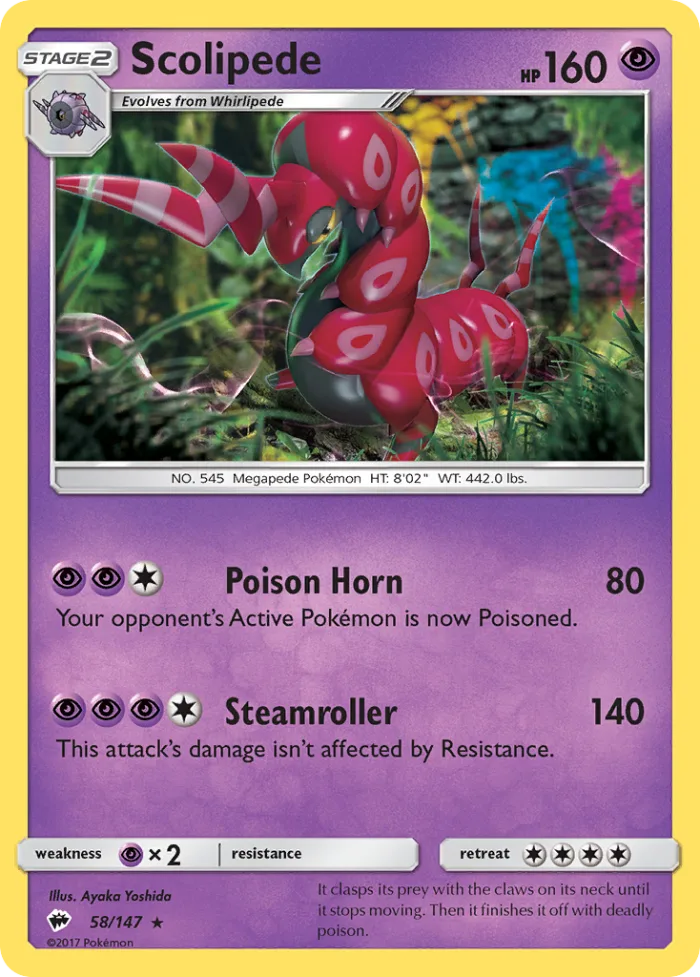 Scolipede #58 Burning Shadows Pokemon card