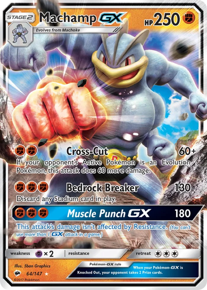 Machamp-GX #64 Burning Shadows Pokemon card