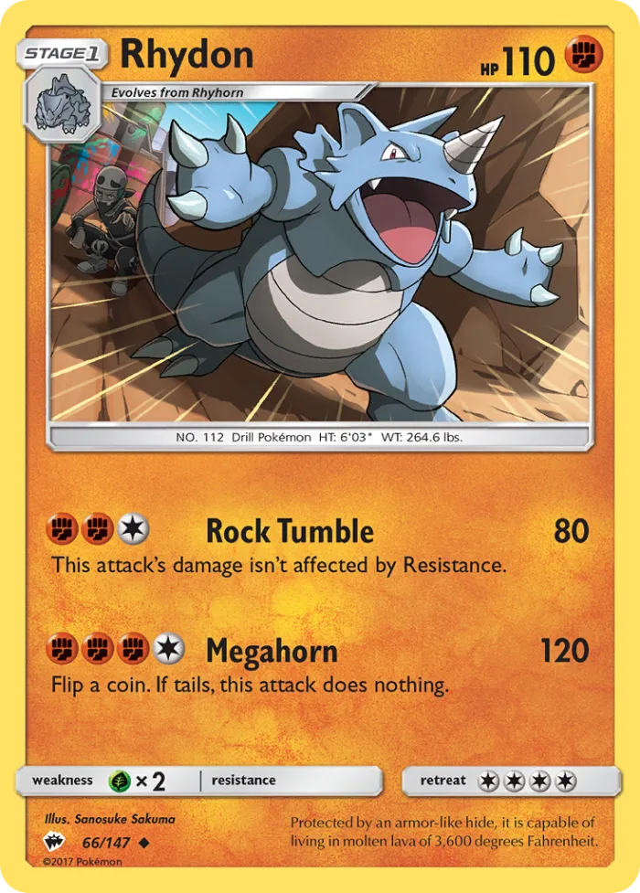 Rhydon #66 Burning Shadows Pokemon card